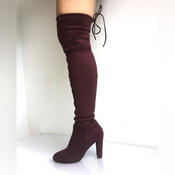 🆕Zigi Soho Size 8.5 Over the Knee Heeled Microfibre Boots in Wine - Picture 2 of 6
